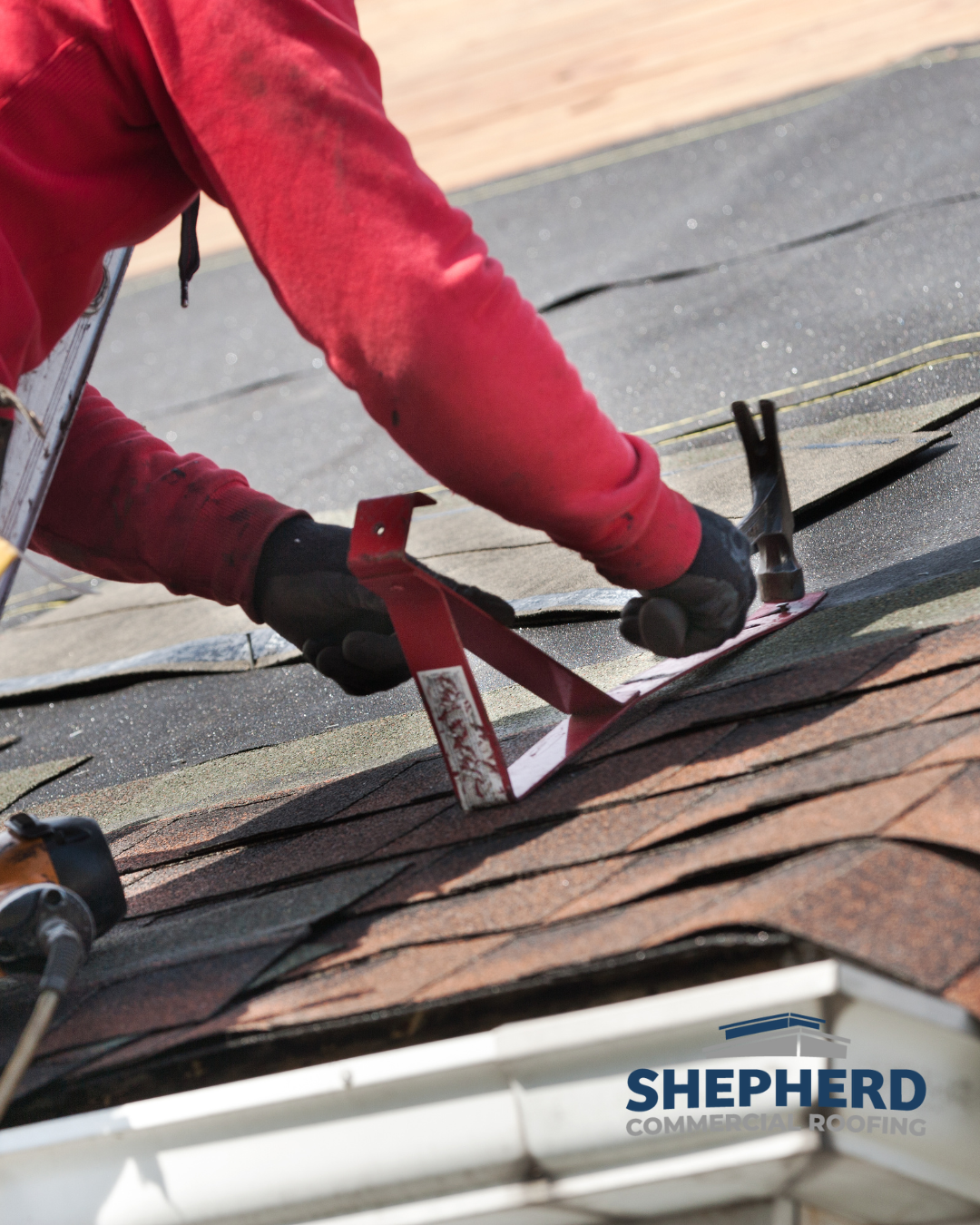 roofer installing roof singles