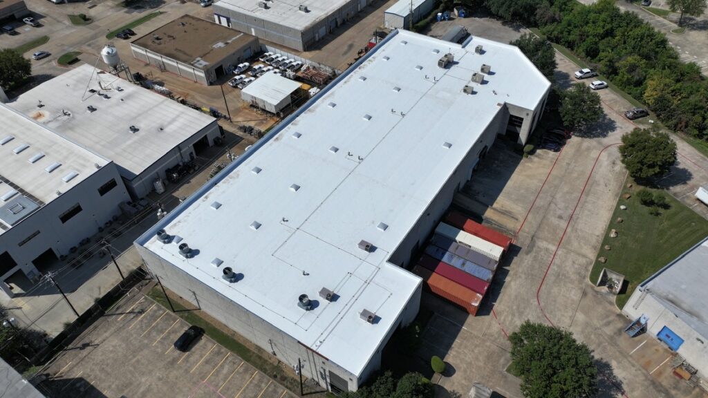 completed new roof replacement for commercial building in DFW Texas