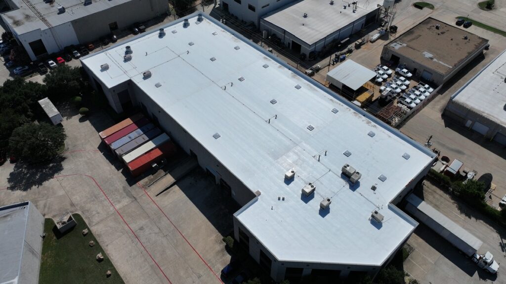 completed new roof replacement for commercial building in DFW Texas