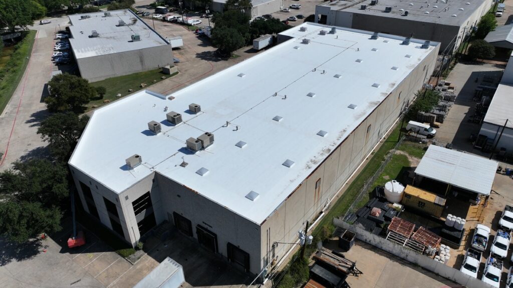 completed new roof replacement for commercial building in DFW Texas