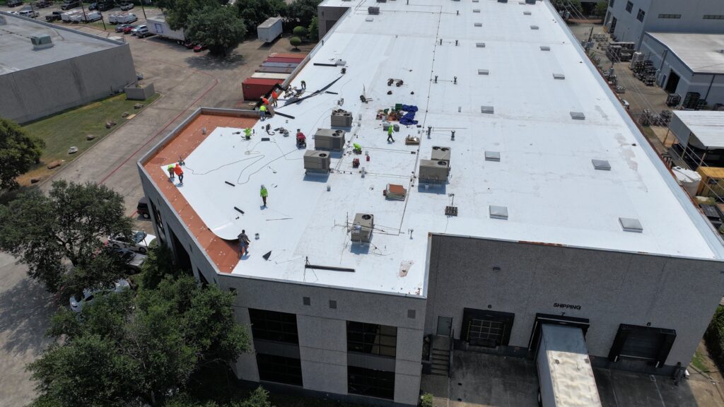 during the full roof replacement in Garland Texas