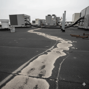 Worn flat roof area from foot traffic