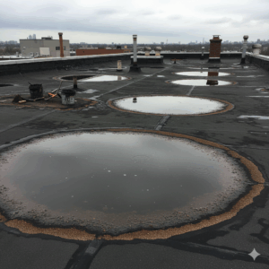 Ponding water causing flat roof repair issues in Dallas