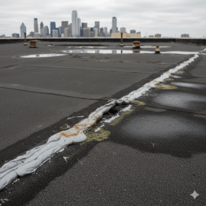 Flat roof repair Dallas failed caulking patch